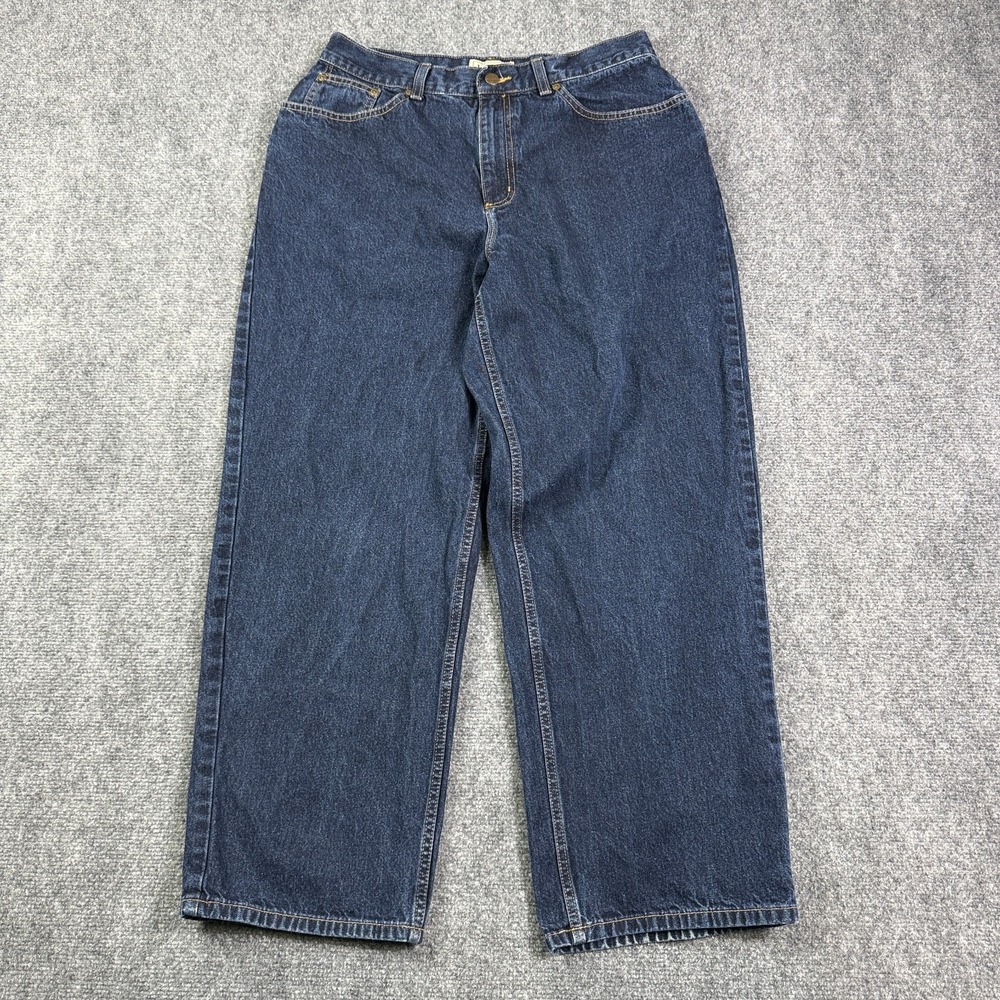 L.L.Bean Womens Original Fit Jeans 14 Petite Dark Wash High Rise Straight Cotton
